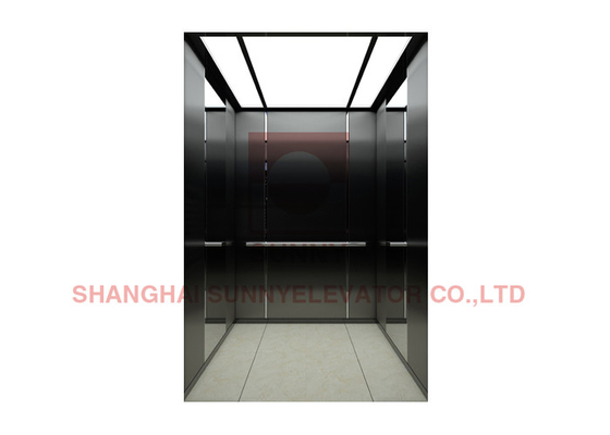 elevador de aço inoxidável do passageiro do MRL do espelho de 1m/S Tinanium com operação portátil