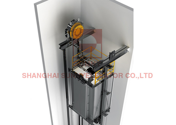 Elevador de passageiros sem sala de máquinas com motor verde e dispositivos de conservação de energia