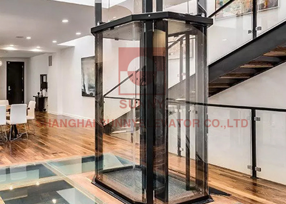 Elevador residencial de vidro interno de 2 a 4 andares personalizável em aço inoxidável