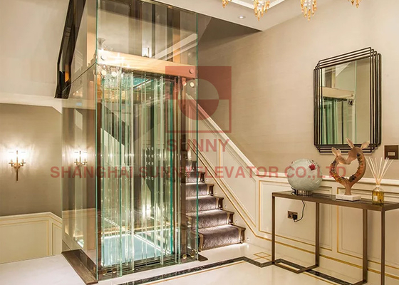 Elevador residencial de vidro interno de 2 a 4 andares personalizável em aço inoxidável