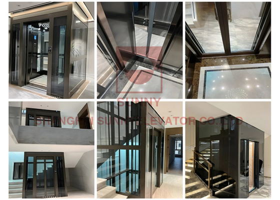 Apartamento Residencial Sala de Máquinas Menos Ou MR Elevador de passageiros com vidro temperado ou aço inoxidável